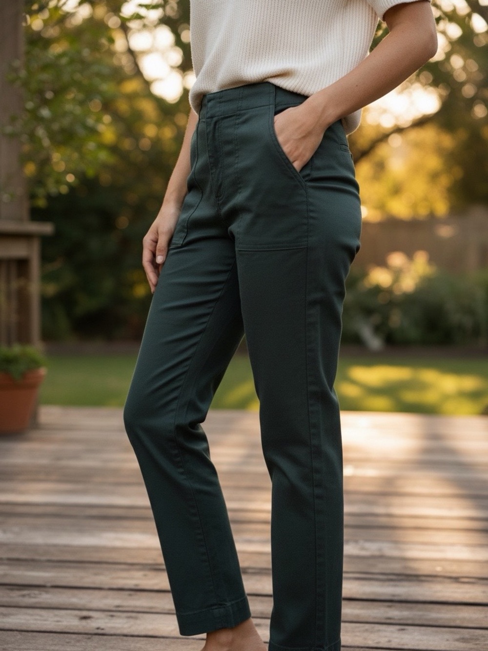 Kut from the Kloth Forest Green Straight Leg Pants